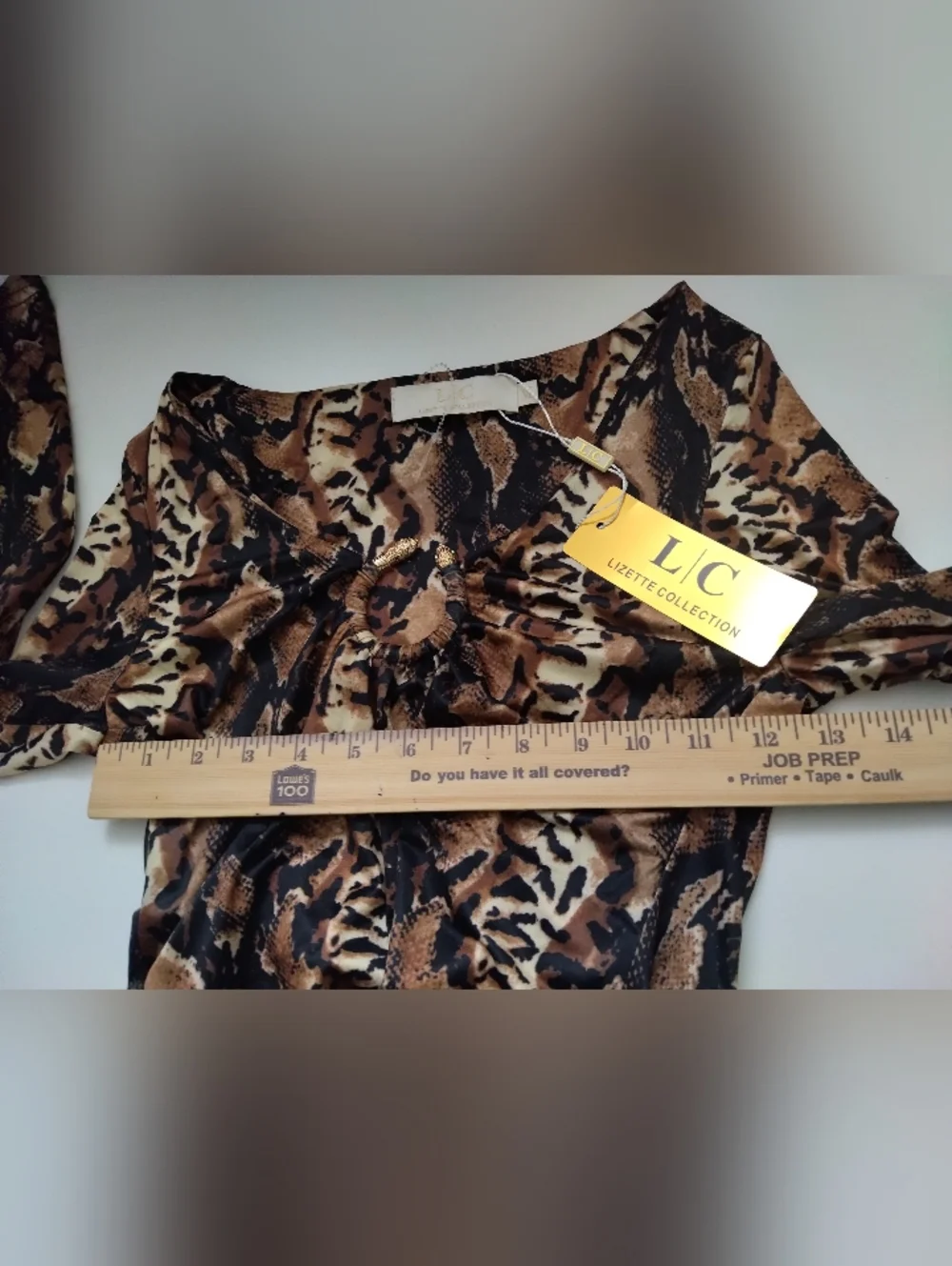 Lizzete Collection Women's Brown Animal Print Long Sleeve Bodysuit New Size M - Picture 5 of 5